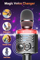 Karaoke Microphone Bluetooth Wireless Mic with Magic Sound LED Light Portable Singing Machine for Home KTV Party Adult/Kid Gift