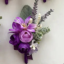 YO CHO Purple Bridesmaid Wrist Flowers Handmade Wedding Corsages and Boutonnieres Brooch Artificial Rose Bride Groom Boutonniere
