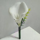 Perfectlifeoh Hand Made White Calla Lily Flower Corsage Groom Groomsman Wedding Party Man Boutonniere Pin Brooch Decoration