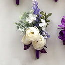 YO CHO Purple Bridesmaid Wrist Flowers Handmade Wedding Corsages and Boutonnieres Brooch Artificial Rose Bride Groom Boutonniere