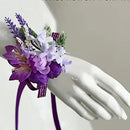 YO CHO Purple Bridesmaid Wrist Flowers Handmade Wedding Corsages and Boutonnieres Brooch Artificial Rose Bride Groom Boutonniere
