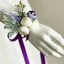 YO CHO Purple Bridesmaid Wrist Flowers Handmade Wedding Corsages and Boutonnieres Brooch Artificial Rose Bride Groom Boutonniere
