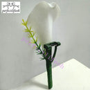 Perfectlifeoh Hand Made White Calla Lily Flower Corsage Groom Groomsman Wedding Party Man Boutonniere Pin Brooch Decoration