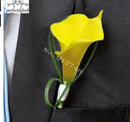 Perfectlifeoh Hand Made White Calla Lily Flower Corsage Groom Groomsman Wedding Party Man Boutonniere Pin Brooch Decoration