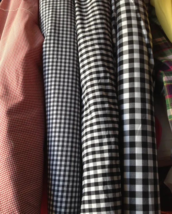 Cotton Plaid Fabric By The Meter for Sewing Shirts Clothing Dresses Tablecloth Coats Black White Red Soft Breathable Comfortable