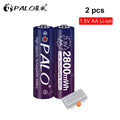 PALO 1.5V AA Li-ion Rechargeable Battery AA 1.5V 2800mWh lithium AA li-ion rechargeable battery Bateria AA 1.5V for thermometer