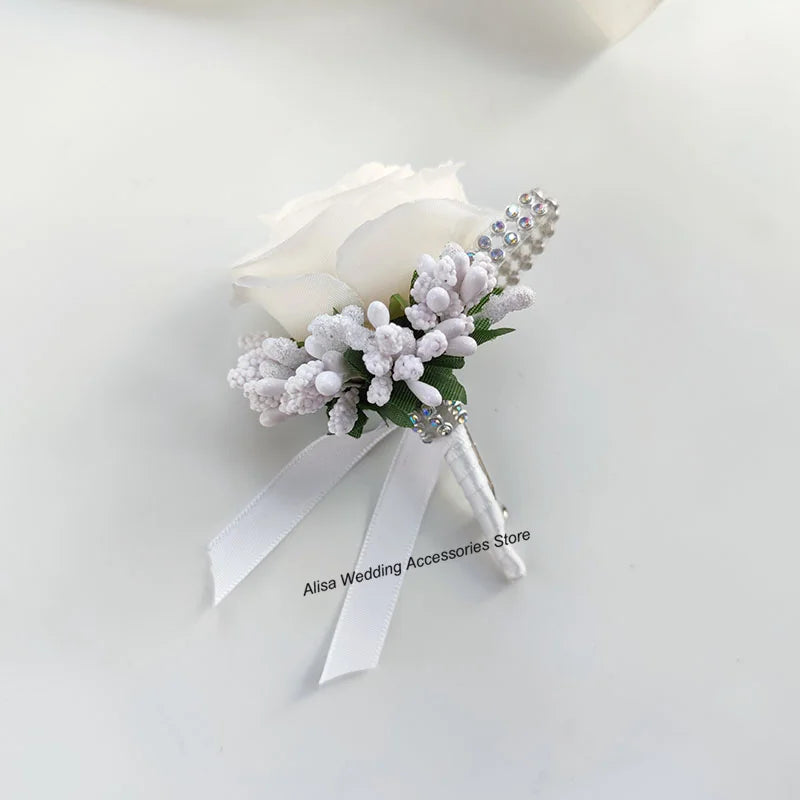 Bridal bouquet for bridesmaid, white silk flowers,
