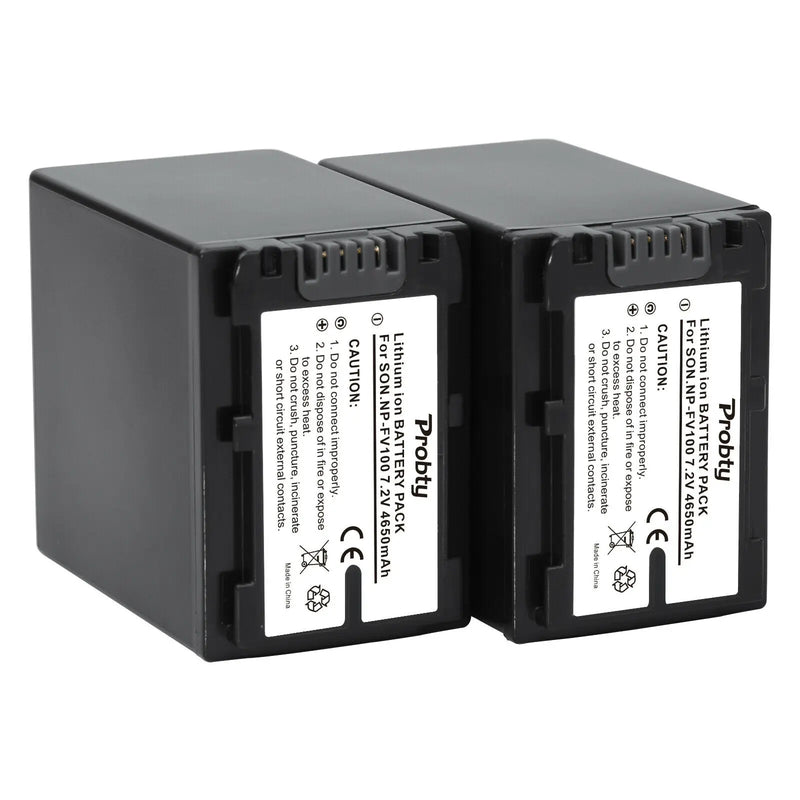 2pcs NP-FV100 Battery For Sony DCR-SR15, SR21, SR68, SR88, SX15, SX21, SX44, SX45, SX63, SX65, SX83, SX85, HDR-CX110, CX115