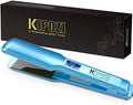 KIPOZI Professional Titanium Flat Iron Hair Straightener with Digital LCD Display Dual Voltage Instant Heating Curling Iron
