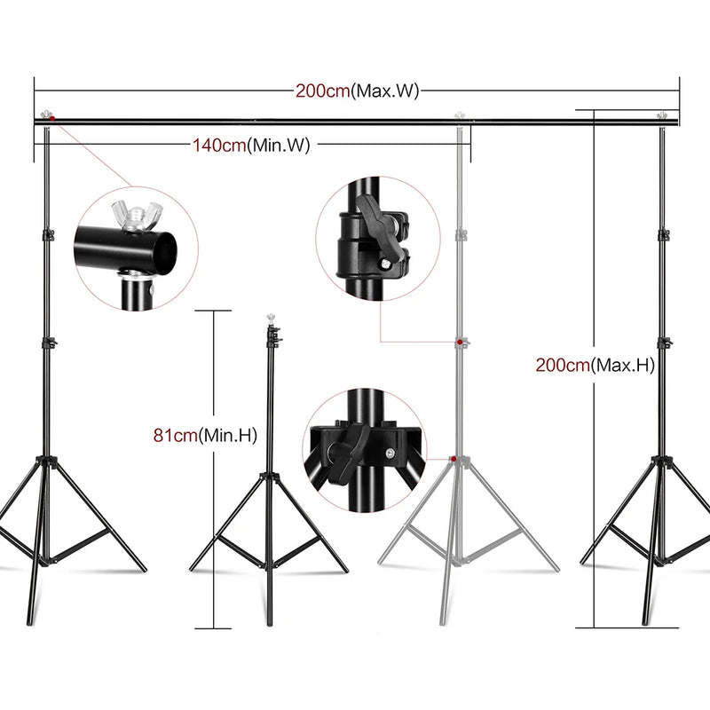 Photography lghting Kit With 2x2M Photo Background Muslin Backdrops Softbox Light Stand Portable Bag Soft BoxFor Photo Studio