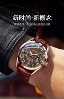 Quartz Watch, Fashion Business, Three-Eye Roman Dial Bamboo Belt.