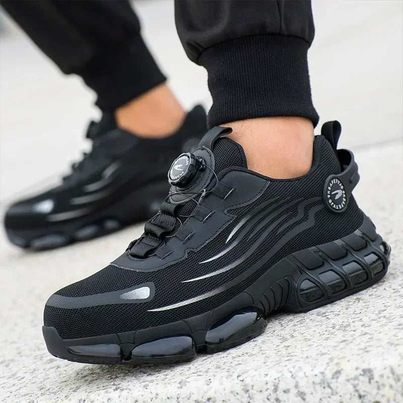 Rotating Button New Safety Shoes Men Anti-smash Anti-puncture Work Shoes