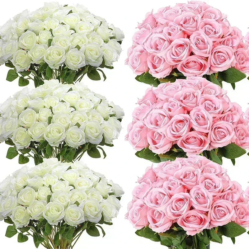 Bouquet of real looking artificial silk roses