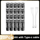 Type-C Rechargeable Lithium Battery for Camera Remote Control Smart Door Lock Microphone Mouse. - 3400mWh 1.5V AA USB