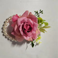 YO CHO Purple Bridesmaid Wrist Flowers Handmade Wedding Corsages and Boutonnieres Brooch Artificial Rose Bride Groom Boutonniere