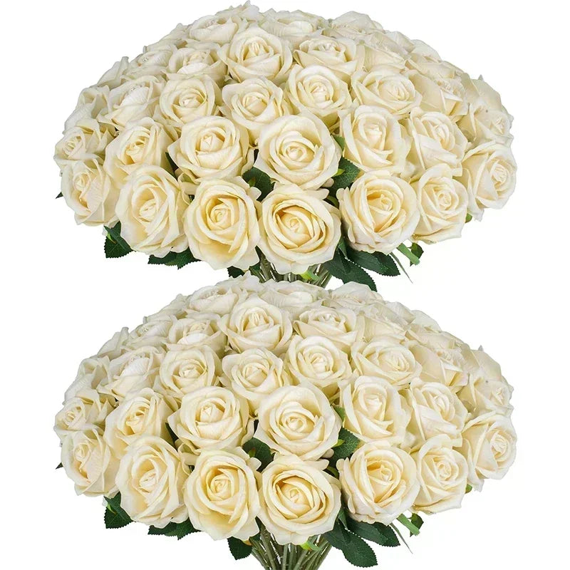 Bouquet of real looking artificial silk roses