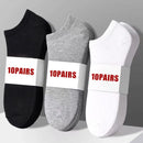 20Pcs/ Men's Socks Spring Summer Thin Breathable Soft Polyester Cotton Socks Black Casual Business Ankle Boat Socks Size EU38-45