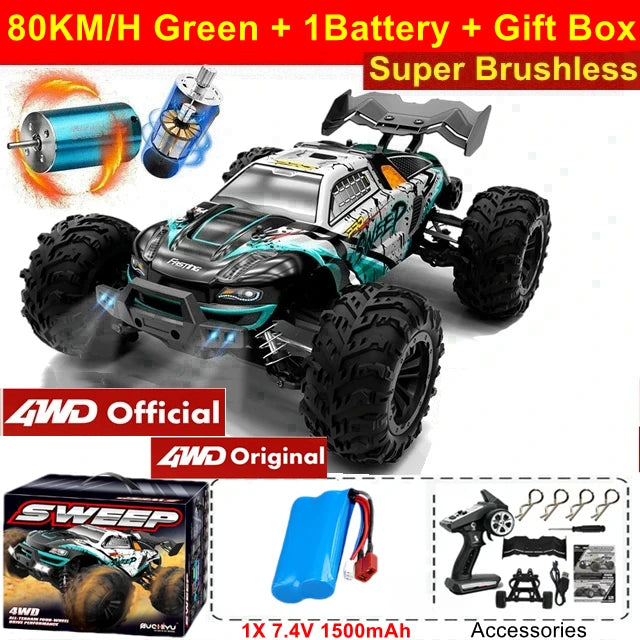 Remote Control Car Off Road 4x4 RC High Speed Buggy Truck Super Brushless 50 or 80KM/H Fast Drift Racing Toy Kids Adults. - 4WD