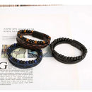Fashion Layered Handmade Braided Leather Bracelet,Tiger Eyestone Beaded Bracelet, Characteristic Punk Bracelet. - 4 Style