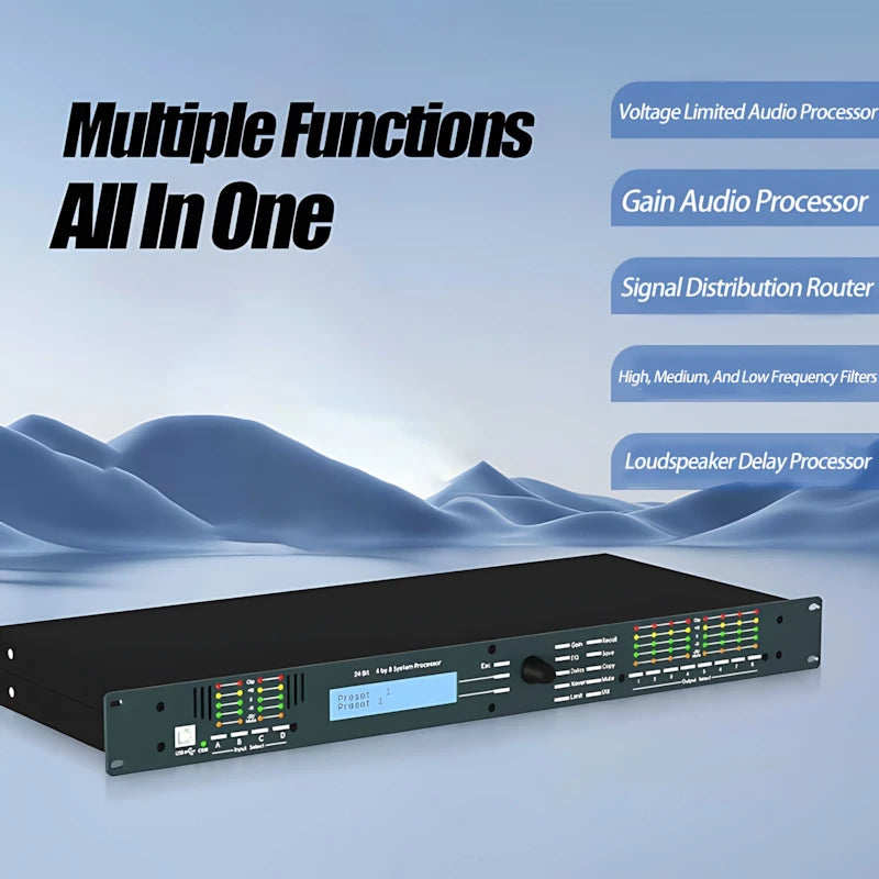 Paulkitson Audio Processor 4.8sp Professional Linear Array Stage Performance Chinese Digital Speaker Bass Divider 4-In And 8-Out