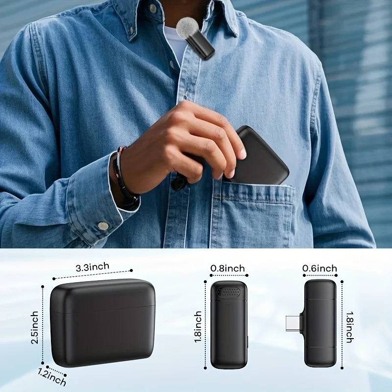 Lavalier Microphone with Charging Case Wireless mini mic for Android IOS Phone with Noise-canceling Function to Record Videos
