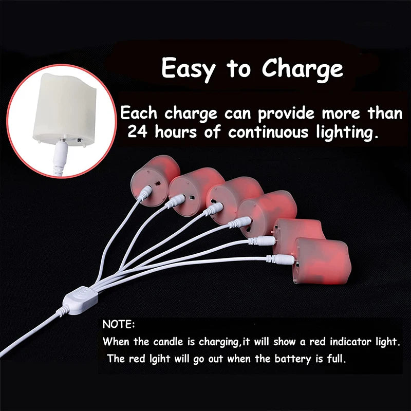 FPOO Flameless Flickering LED Candles with Timer Rechargeable, Electric Tea Lights,
