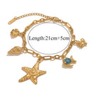 GIOIO Stainless Steel Starfish Seashell Bracelet Gold-Plated Pendant Bracelets For Women Jewelry Waterproof Trendy Jewelry Gift
