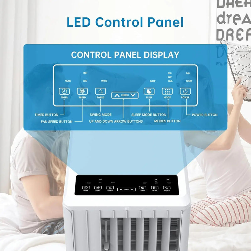 Portable Air Conditioner 9000 Btus/H, 2.6 kW Air Conditioner, 42L/Day Dehumidification 24H Timer, Remote Control For Home