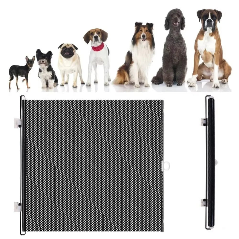 Retractable Indoor Pet Safety Gate Wide, Mesh Fence for Dogs & kitten, Mounting Accessories Included for Doors & Hallways