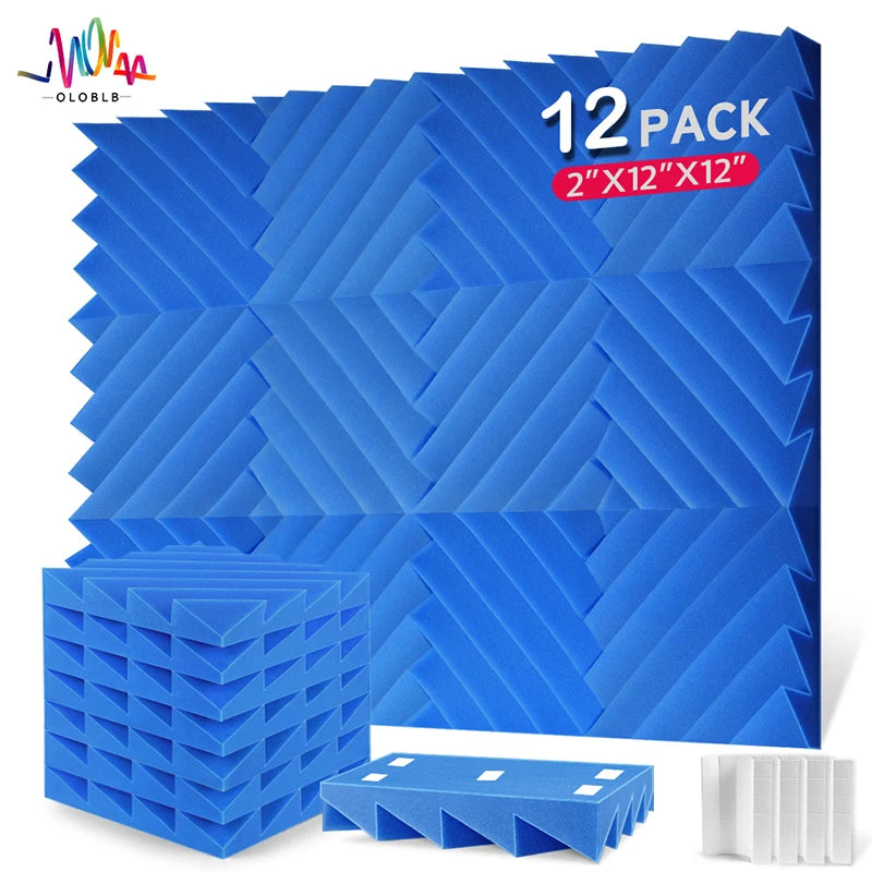 Studio Acoustic 12 Pcs, Self-adhesive Acoustic Insulation Wall Panels Foam Padding, Musical Recording Studio Home Decoration