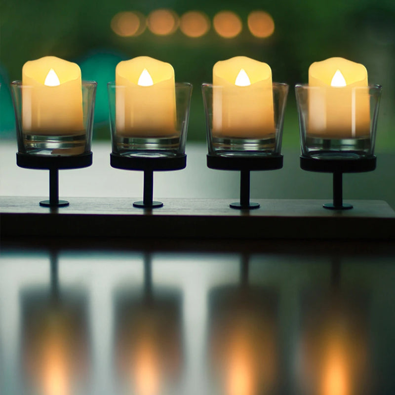FPOO Flameless Flickering LED Candles with Timer Rechargeable, Electric Tea Lights,
