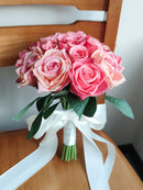 Bridal bouquets, white bridal bouquet, silk flowers, artificial roses,