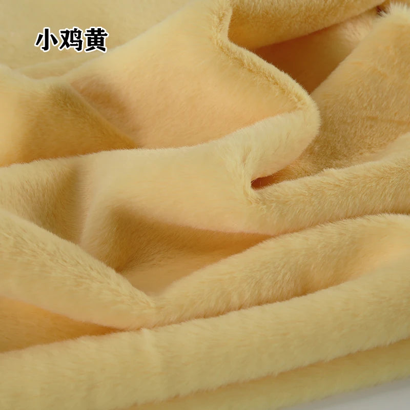 Plain Faux Fur Fabric Smooth Clothes Coats Dolls Sewing Thickened Imitation  Rabbit Plush Textile Soft Silky.