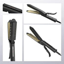 Professional electric corrugated ceramic curling iron with wide plates