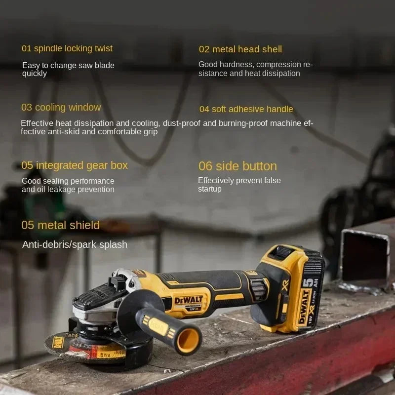 flat head angle grinder bare machine tool cutting machine brushless 18V lithium battery tools. - DEWALT DCG405 125mm