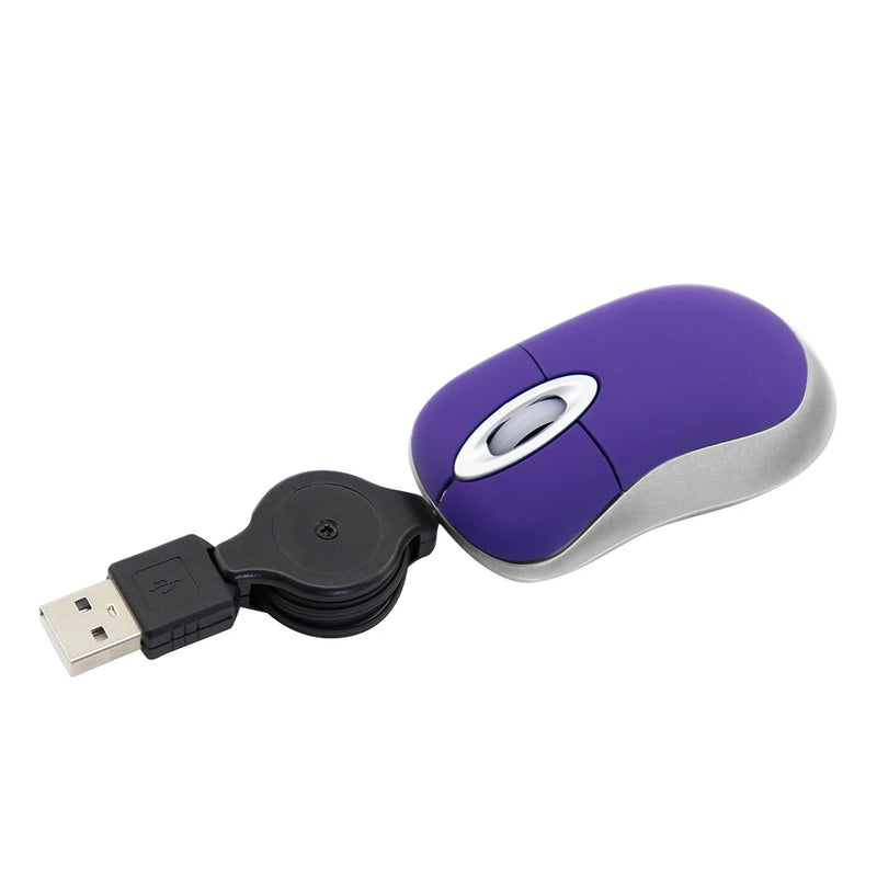 Portable Optical Mini Mouse Retractable USB Cable Ergonomic Office Mause Computer peripheral accessories For PC Laptop