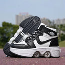 NEW children's sports roller skates deformation shoes 4 four-wheeled roller skates adult runaway shoes student deformation wheel