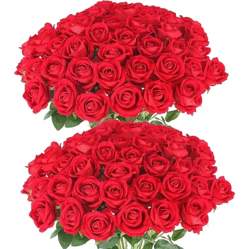 Bouquet of real looking artificial silk roses