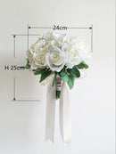 Bridal bouquets, white bridal bouquet, silk flowers, artificial roses,