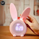 Mini Cartoon LED Digital Alarm Clock Electronic LED Display Sound Control  Cute Rabbit Night Lamp Desk Rechargeable Clock