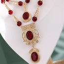 Moroccan Wedding Dress Jewelry Handmade Red Blue Gemstone Necklace Earrings Gold-Plated Kaftan Bridal Accessories
