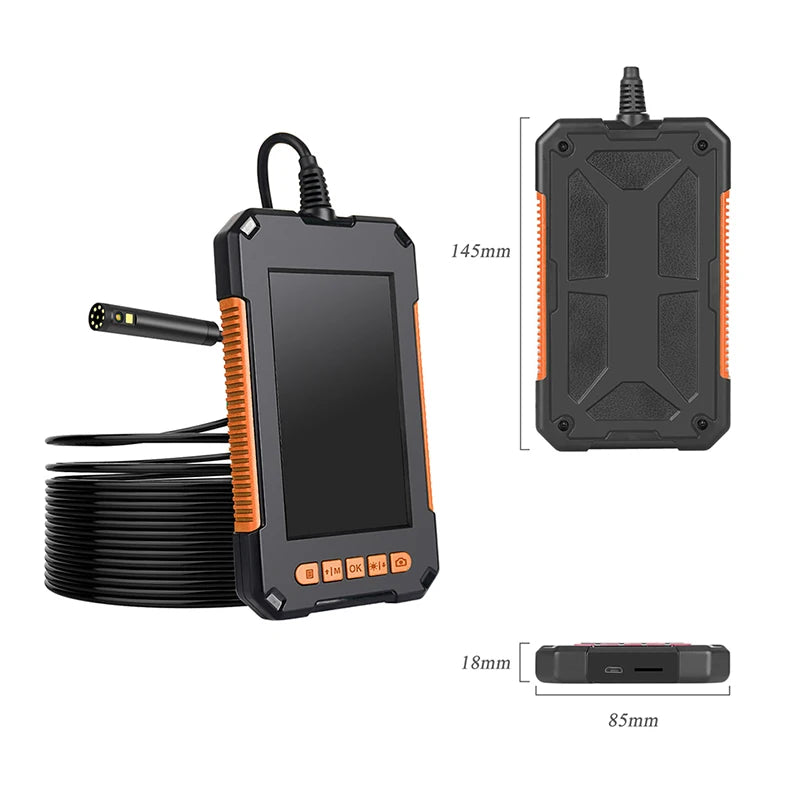 LCD Endoscope Camera with Dual Lens Borescope and 8 Lights, HD Inspection Camera