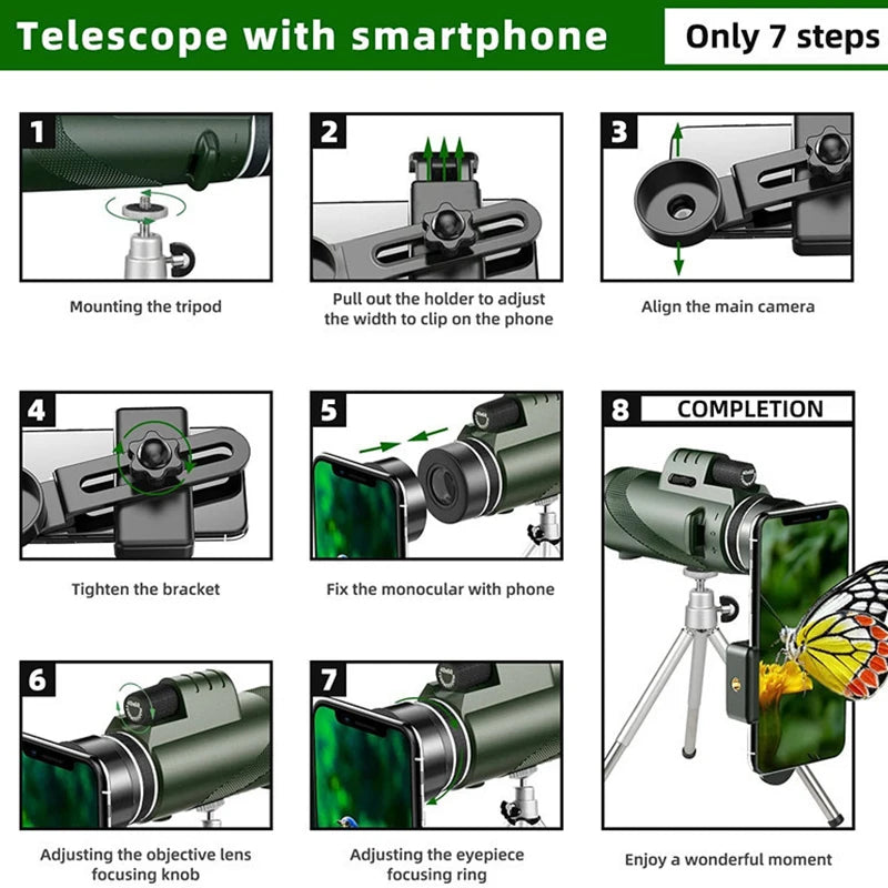 Portable HD Zoom Telescope, Foldable, Long Distance, Mini Telescope.