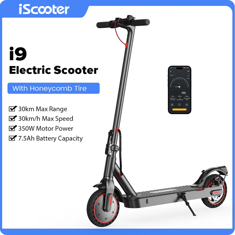 iScooter i9 Electric Scooter 350W 7.5Ah Powerful Electric Kick Scooter 30km Max Range 30km/h Speed Electric eScooter With KCQAPP