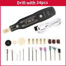 Dremel tool, cordless drill, rotary tool, mini electric drill.