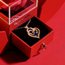 Gift for women, gift box with eternal rose and heart necklace, jewelry box