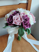 Bridal bouquets, white bridal bouquet, silk flowers, artificial roses,