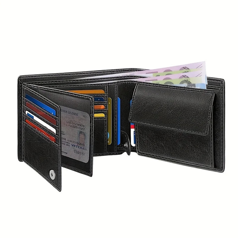 Men's Wallet RFID Anti-Theft Brush Loose Leaf Three Fold Wallet Large Capacity With Zero Money Bag Credit Card Bag. - YATBEST