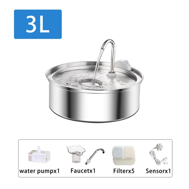 Stainless Steel Cat Water Fountain Automatic Cat Drinker Drinking Fountain For Cats Dogs Pet Water Dispenser Accessories