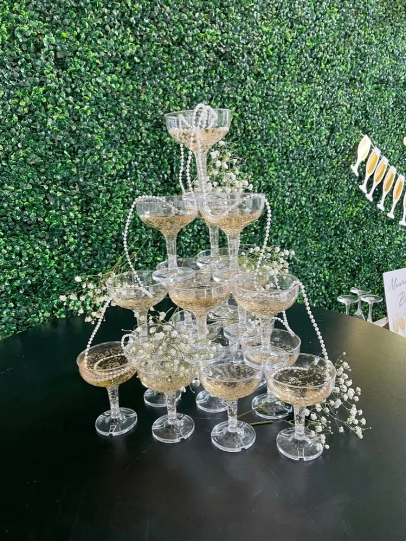 Acrylic champagne coupe glasses for engagement parties